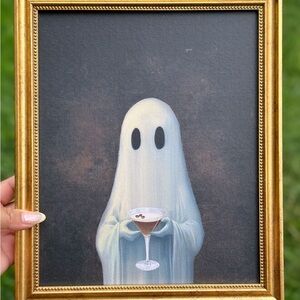 Halloween Ghost With Chocolate Martini Wall Art Framed